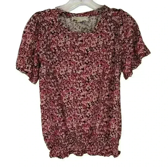 Michael Kors Women's Floral Print Blouse S Multicolor Ruffle Peplum Top - Picture 1 of 8